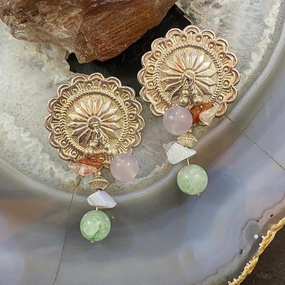 Carolyn Pollack Sterling Concho w/Multi Gemstone Beads Stud Earrings For Women - Picture 1 of 10